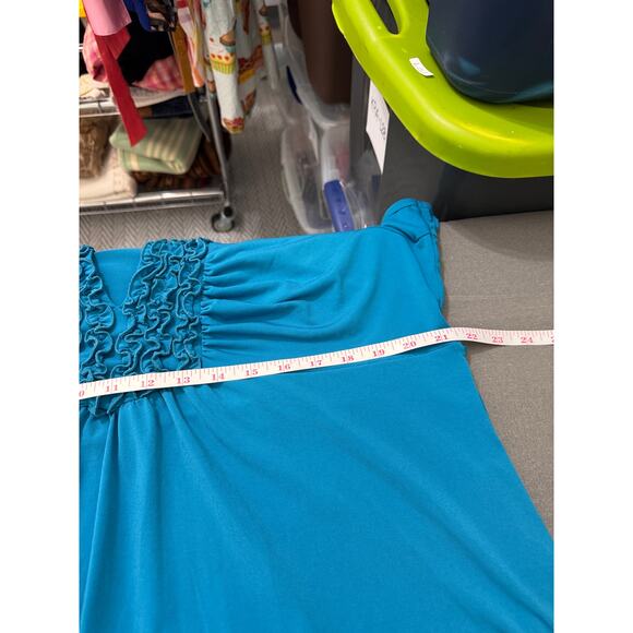 Heart & Soul Blue Ruffle Front Puff Sleeve Tunic Top 3X - Picture 7 of 8